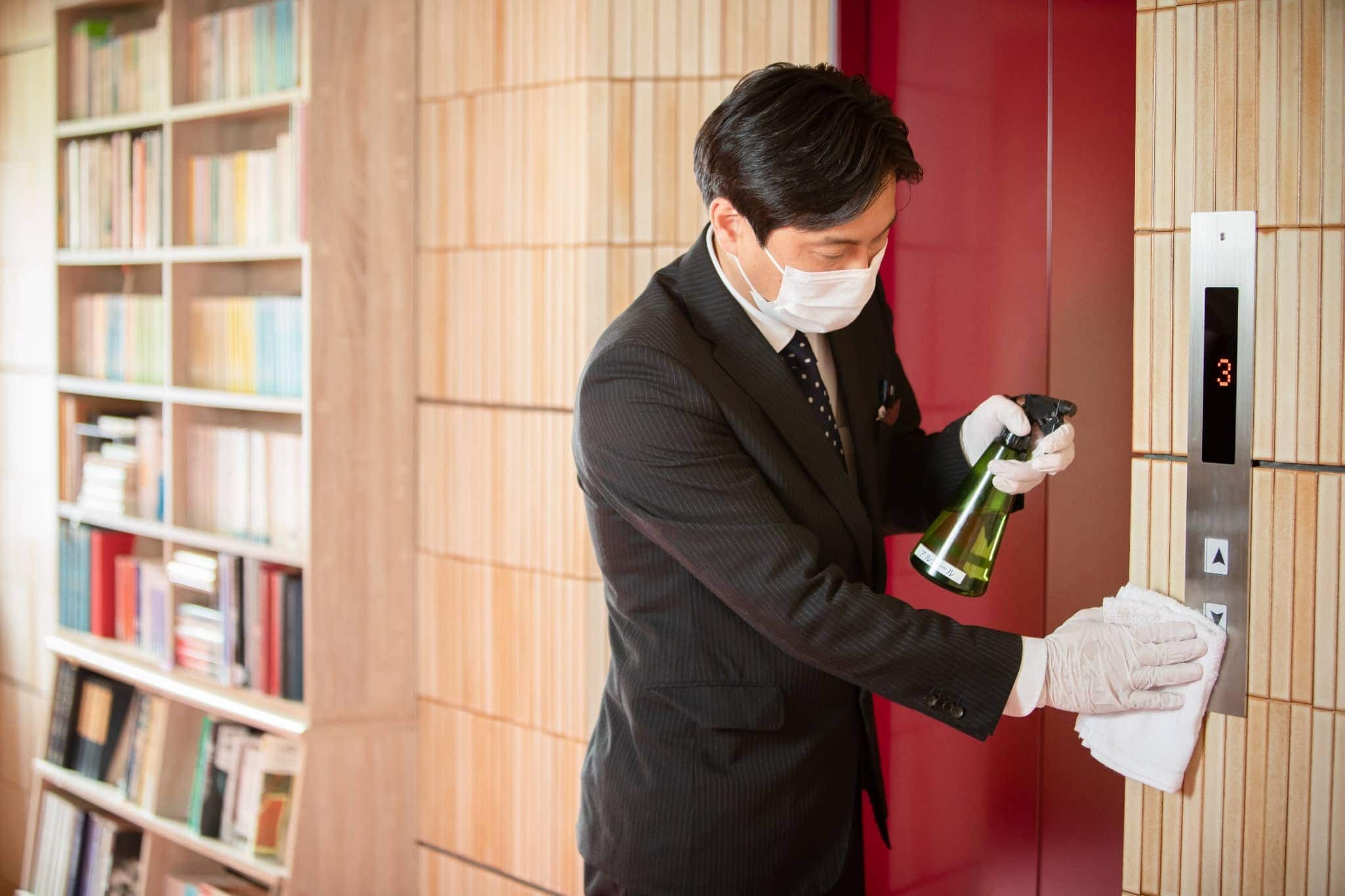 High-Touch areas are increase cleaning frequency with alcohol. 